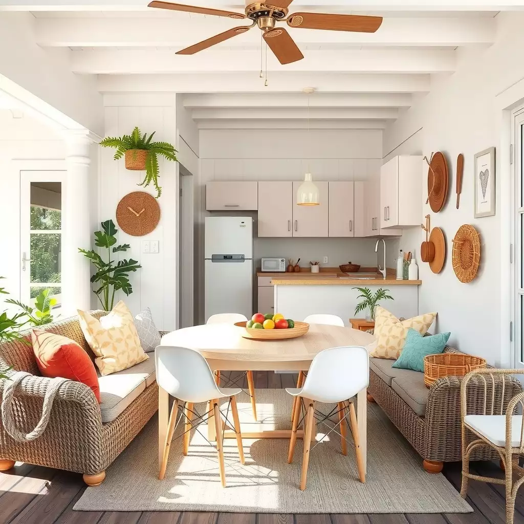 A cozy vacation rental featuring stylish decor, comfortable furnishings, and a welcoming outdoor space, embodying budget-friendly travel.