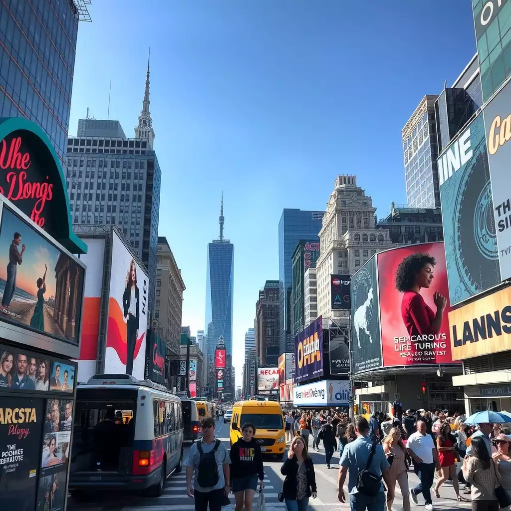 A vibrant cityscape filled with iconic landmarks, bustling streets, and tourists engaging in budget-friendly activities, showcasing the excitement of urban exploration.